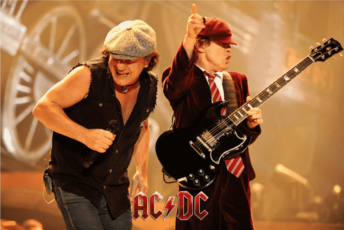 2 members of AC/DC playing during the Australian Tour