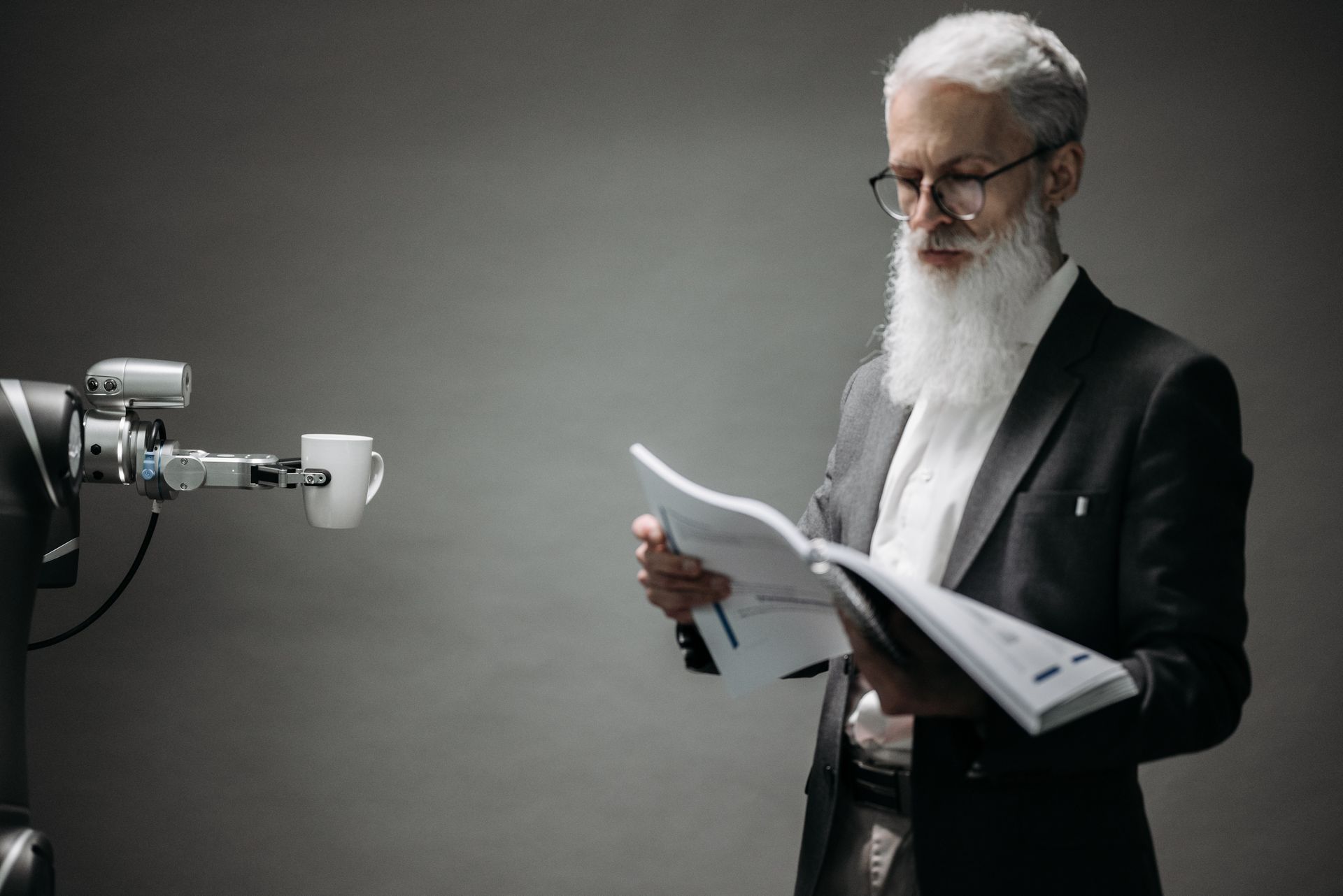 Marketing strategist reviewing AI automated campaign reports at an AI digital marketing agency